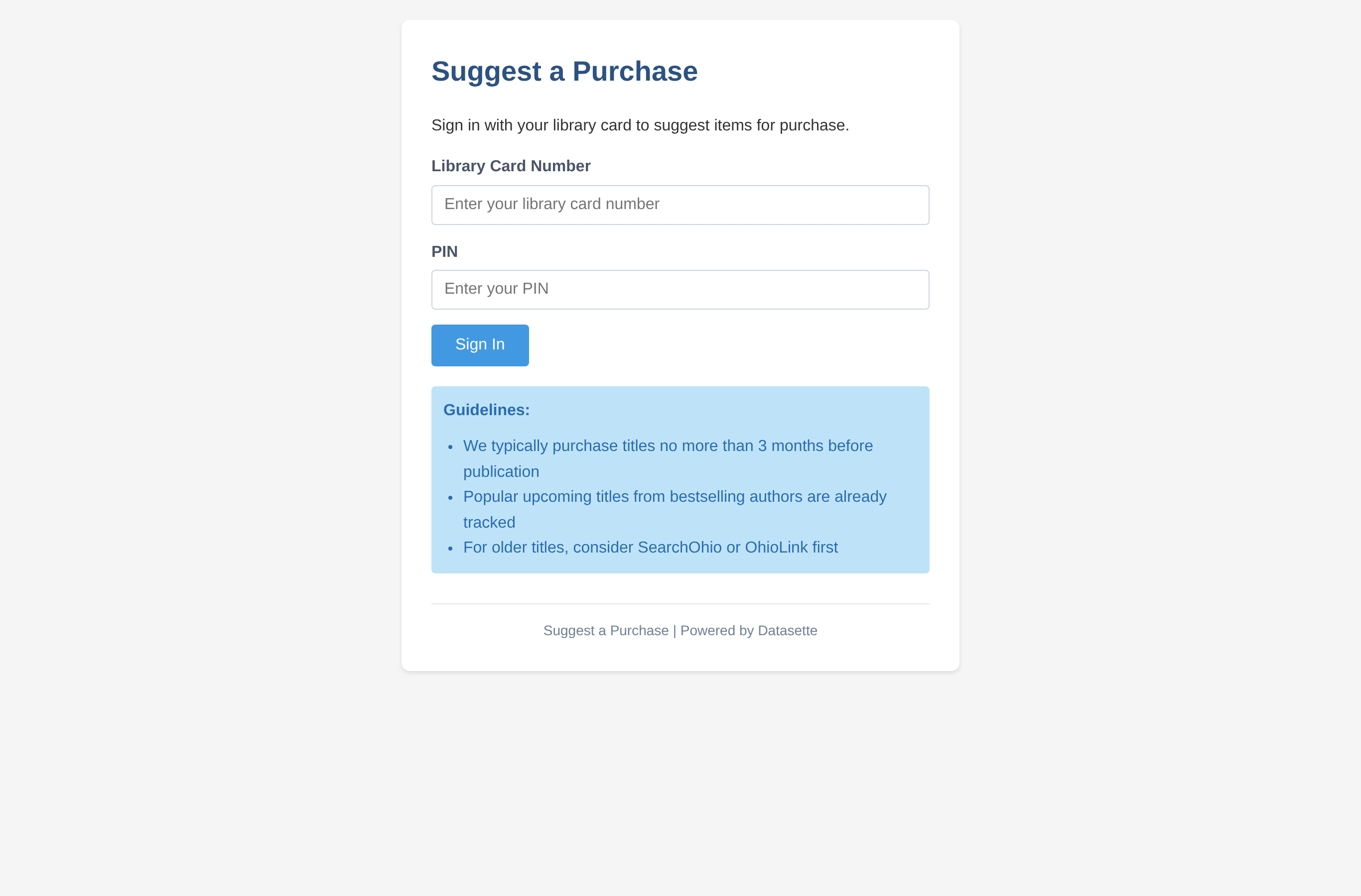 Customer login with library card