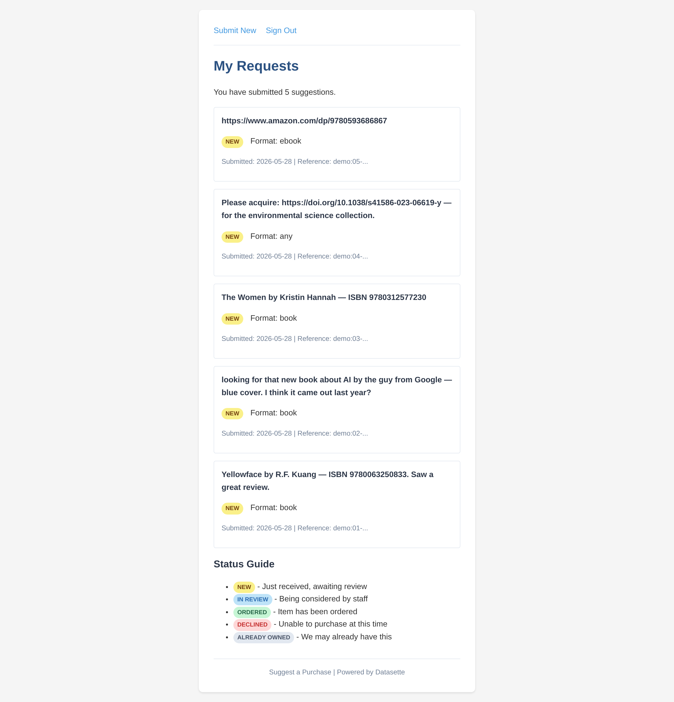 My Requests with status